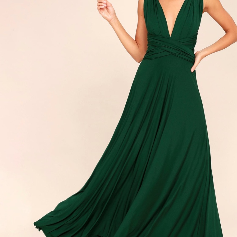 LuLus Tricks of the Trade Maxi Dress Forest Green